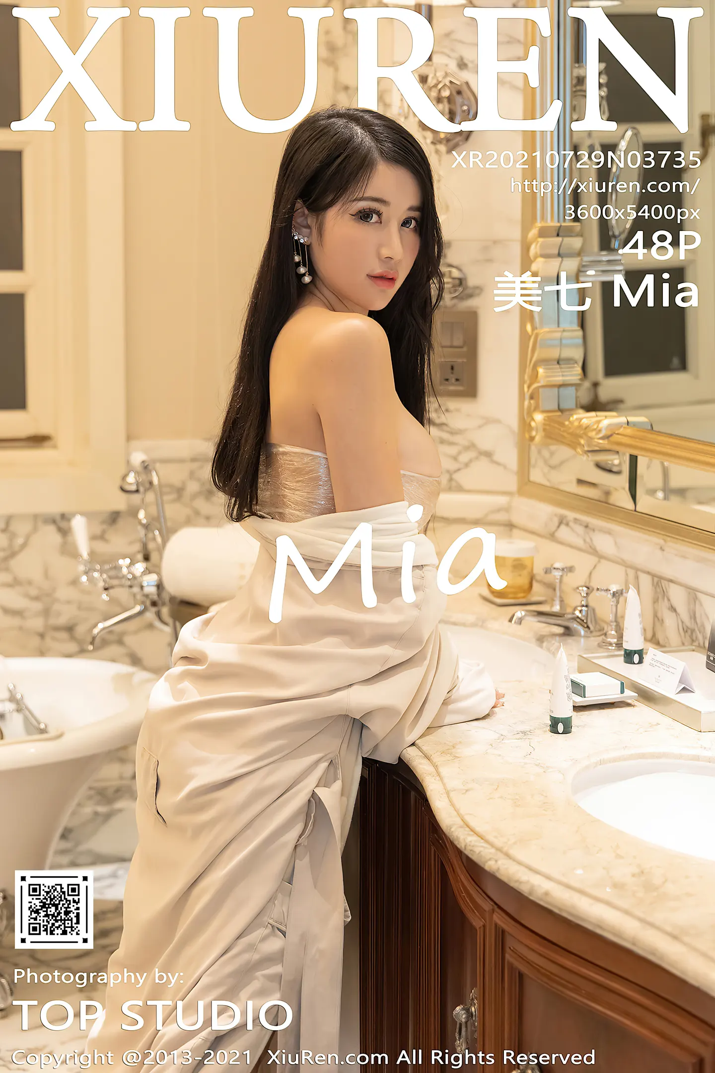 [XiuRen秀人网]No.3735_模特美七Mia浴室保鲜膜主题私房泡泡浴秀惹火身材撩人诱惑写真48P-秀人网 - XiuRen.Space